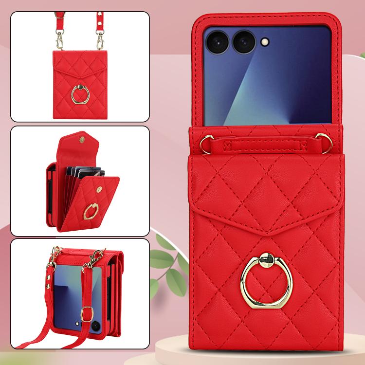 Peňaženkové puzdro Diamond Card case červené – Samsung Galaxy Z Flip 7 | Lacné Kryty Lacné Kryty | Peňaženkové puzdro Diamond Card case červené – Samsung Galaxy Z Flip 7 | Lacné Kryty