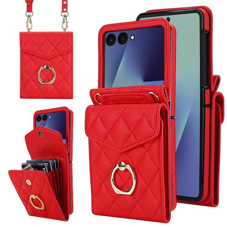 E-shop Peňaženkové puzdro Diamond Card case červené – Samsung Galaxy Z Flip 7