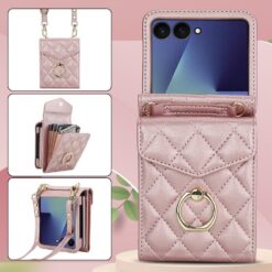Peňaženkové puzdro Diamond Card case ružové – Samsung Galaxy Z Flip 7 | Lacné Kryty Lacné Kryty | Peňaženkové puzdro Diamond Card case ružové – Samsung Galaxy Z Flip 7 | Lacné Kryty