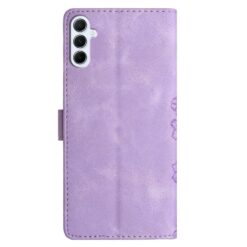 Lacné Kryty | Peňaženkové puzdro Embossing Pattern Motýľ fialové – Samsung Galaxy A17 5G | Lacné Kryty