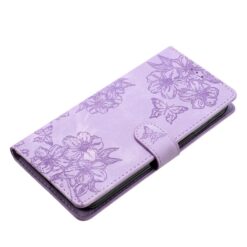 Lacné Kryty | Peňaženkové puzdro Embossing Pattern Motýľ fialové – Samsung Galaxy A17 5G | Lacné Kryty