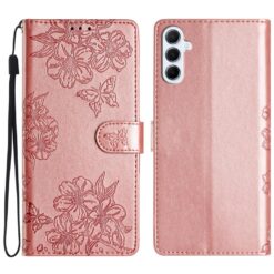Lacné Kryty | Peňaženkové puzdro Embossing Pattern Motýľ ružové – Samsung Galaxy A17 5G | Lacné Kryty