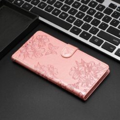 Lacné Kryty | Peňaženkové puzdro Embossing Pattern Motýľ ružové – Samsung Galaxy A17 5G | Lacné Kryty