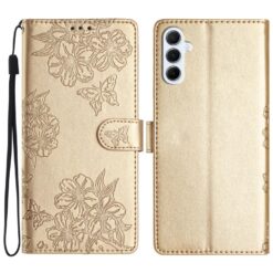 Peňaženkové puzdro Embossing Pattern Motýľ zlaté – Samsung Galaxy A17 5G | Lacné Kryty Lacné Kryty | Peňaženkové puzdro Embossing Pattern Motýľ zlaté – Samsung Galaxy A17 5G | Lacné Kryty