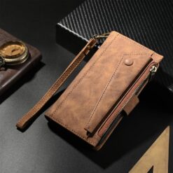 Peňaženkové puzdro Eseble Zip Wallet case hnedé – Samsung Galaxy A17 5G | Lacné Kryty Lacné Kryty | Peňaženkové puzdro Eseble Zip Wallet case hnedé – Samsung Galaxy A17 5G | Lacné Kryty