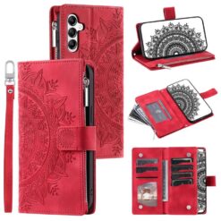 Peňaženkové puzdro Mandala zip case červené – Samsung Galaxy A17 5G | Lacné Kryty Lacné Kryty | Peňaženkové puzdro Mandala zip case červené – Samsung Galaxy A17 5G | Lacné Kryty