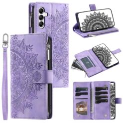 Peňaženkové puzdro Mandala zip case fialové – Samsung Galaxy A17 5G | Lacné Kryty Lacné Kryty | Peňaženkové puzdro Mandala zip case fialové – Samsung Galaxy A17 5G | Lacné Kryty
