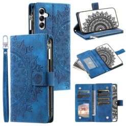 Peňaženkové puzdro Mandala zip case modré – Samsung Galaxy A17 5G | Lacné Kryty Lacné Kryty | Peňaženkové puzdro Mandala zip case modré – Samsung Galaxy A17 5G | Lacné Kryty