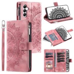 Lacné Kryty | Peňaženkové puzdro Mandala zip case ružové – Samsung Galaxy A17 5G | Lacné Kryty