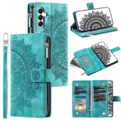 Lacné Kryty | Peňaženkové puzdro Mandala zip case zelené – Samsung Galaxy A17 5G | Lacné Kryty