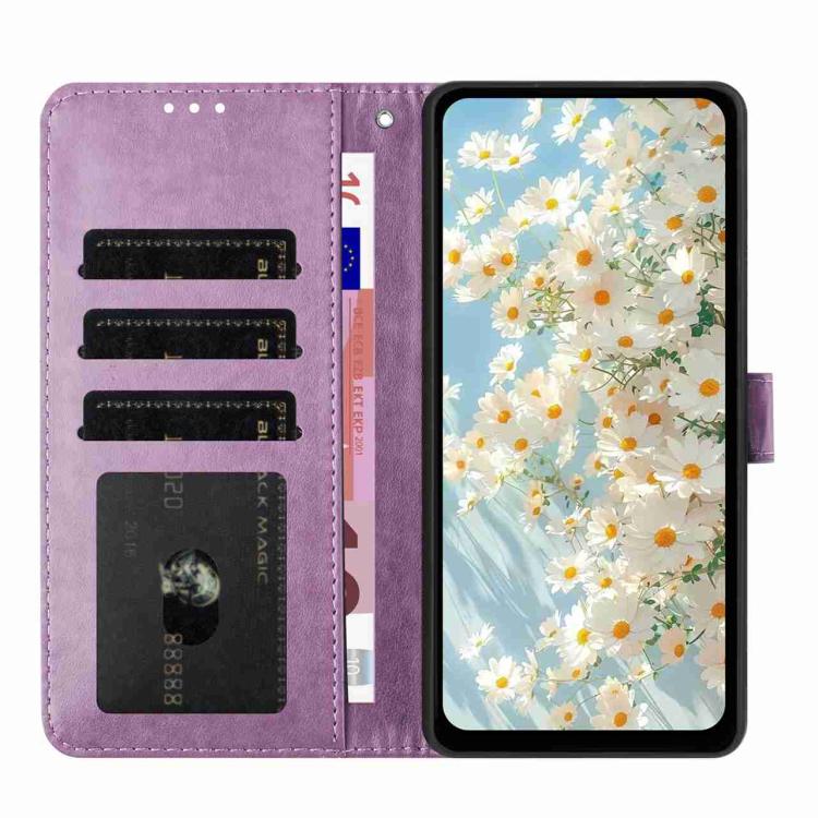 Peňaženkové puzdro Embossing Pattern Kvety fialové – Xiaomi Redmi 15 4G/5G | Lacné Kryty Lacné Kryty | Peňaženkové puzdro Embossing Pattern Kvety fialové – Xiaomi Redmi 15 4G/5G | Lacné Kryty