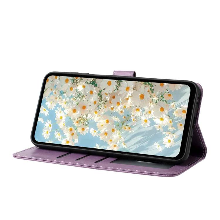 Peňaženkové puzdro Embossing Pattern Kvety fialové – Xiaomi Redmi 15 4G/5G | Lacné Kryty Lacné Kryty | Peňaženkové puzdro Embossing Pattern Kvety fialové – Xiaomi Redmi 15 4G/5G | Lacné Kryty