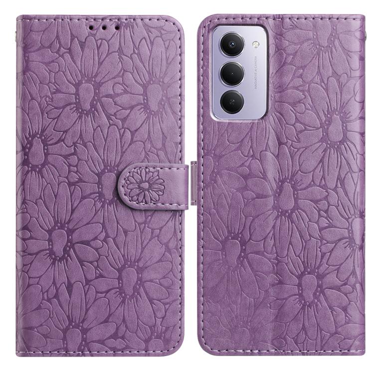 Peňaženkové puzdro Embossing Pattern Kvety fialové – Xiaomi Redmi 15 4G/5G | Lacné Kryty Lacné Kryty | Peňaženkové puzdro Embossing Pattern Kvety fialové – Xiaomi Redmi 15 4G/5G | Lacné Kryty