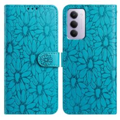 Lacné Kryty | Peňaženkové puzdro Embossing Pattern Kvety modré – Xiaomi Redmi 15 4G/5G | Lacné Kryty