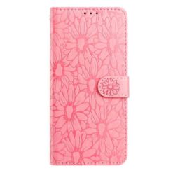 Lacné Kryty | Peňaženkové puzdro Embossing Pattern Kvety ružové – Xiaomi Redmi 15 4G/5G | Lacné Kryty