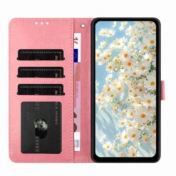 Peňaženkové puzdro Embossing Pattern Kvety ružové – Xiaomi Redmi 15 4G/5G | Lacné Kryty Lacné Kryty | Peňaženkové puzdro Embossing Pattern Kvety ružové – Xiaomi Redmi 15 4G/5G | Lacné Kryty