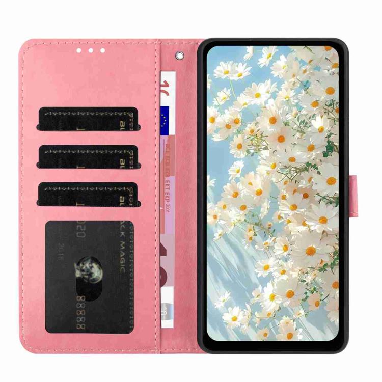 Peňaženkové puzdro Embossing Pattern Kvety ružové – Xiaomi Redmi 15 4G/5G | Lacné Kryty Lacné Kryty | Peňaženkové puzdro Embossing Pattern Kvety ružové – Xiaomi Redmi 15 4G/5G | Lacné Kryty