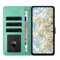 Peňaženkové puzdro Embossing Pattern Kvety zelené – Xiaomi Redmi 15 4G/5G | Lacné Kryty Lacné Kryty | Peňaženkové puzdro Embossing Pattern Kvety zelené – Xiaomi Redmi 15 4G/5G | Lacné Kryty