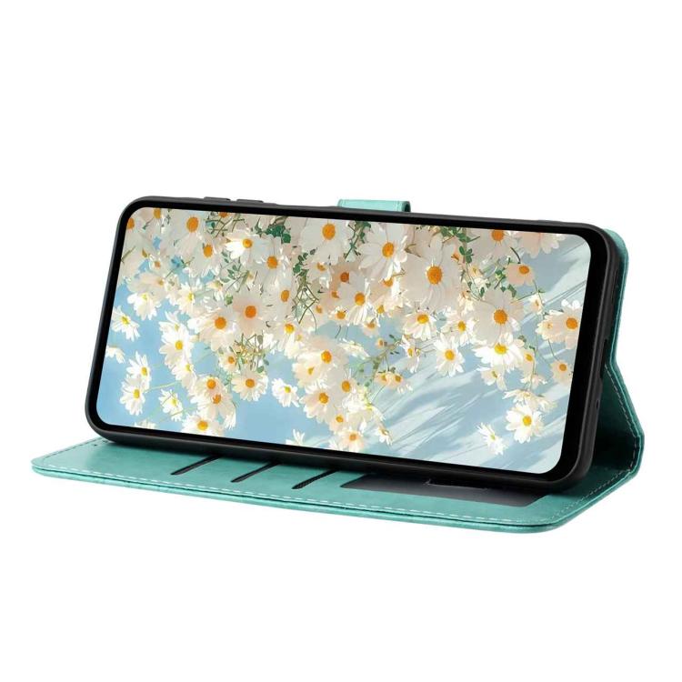 Peňaženkové puzdro Embossing Pattern Kvety zelené – Xiaomi Redmi 15 4G/5G | Lacné Kryty Lacné Kryty | Peňaženkové puzdro Embossing Pattern Kvety zelené – Xiaomi Redmi 15 4G/5G | Lacné Kryty