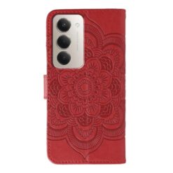 Lacné Kryty | Peňaženkové puzdro Embossing Pattern Mandala červené – Xiaomi Redmi 15 4G/5G | Lacné Kryty