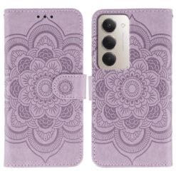 Lacné Kryty | Peňaženkové puzdro Embossing Pattern Mandala fialové – Xiaomi Redmi 15 4G/5G | Lacné Kryty