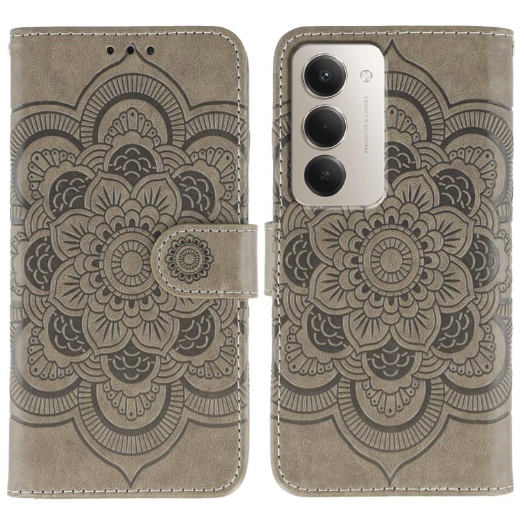 Peňaženkové puzdro Embossing Pattern Mandala sivé – Xiaomi Redmi 15 4G/5G | Lacné Kryty Lacné Kryty | Peňaženkové puzdro Embossing Pattern Mandala sivé – Xiaomi Redmi 15 4G/5G | Lacné Kryty