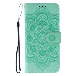 Lacné Kryty | Peňaženkové puzdro Embossing Pattern Mandala zelené – Xiaomi Redmi 15 4G/5G | Lacné Kryty