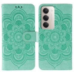 Peňaženkové puzdro Embossing Pattern Mandala zelené – Xiaomi Redmi 15 4G/5G | Lacné Kryty Lacné Kryty | Peňaženkové puzdro Embossing Pattern Mandala zelené – Xiaomi Redmi 15 4G/5G | Lacné Kryty