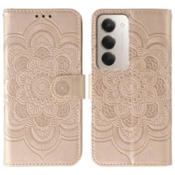 Lacné Kryty | Peňaženkové puzdro Embossing Pattern Mandala zlaté – Xiaomi Redmi 15 4G/5G | Lacné Kryty