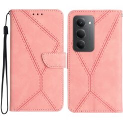 Lacné Kryty | Peňaženkové puzdro Embossing Pattern Stitchy ružové – Xiaomi Redmi 15 4G/5G | Lacné Kryty