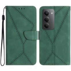 Lacné Kryty | Peňaženkové puzdro Embossing Pattern Stitchy zelené – Xiaomi Redmi 15 4G/5G | Lacné Kryty