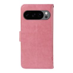 Lacné Kryty | Peňaženkové puzdro Embossing Pattern Strom a mačka ružové – Google Pixel 10 / Pixel 10 Pro | Lacné Kryty