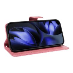 Lacné Kryty | Peňaženkové puzdro Embossing Pattern Strom a mačka ružové – Google Pixel 10 / Pixel 10 Pro | Lacné Kryty