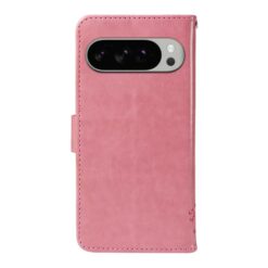 Lacné Kryty | Peňaženkové puzdro Embossing Pattern Strom a mačka ružové – Google Pixel 10 Pro XL | Lacné Kryty