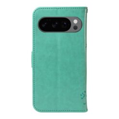 Lacné Kryty | Peňaženkové puzdro Embossing Pattern Strom a mačka zelené – Google Pixel 10 / Pixel 10 Pro | Lacné Kryty