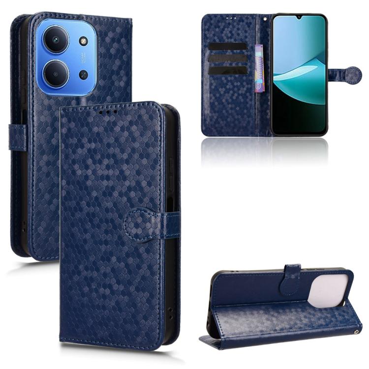 Peňaženkové puzdro Honeycomb Dot Texture Case modré – Xiaomi Redmi 15C | Lacné Kryty Lacné Kryty | Peňaženkové puzdro Honeycomb Dot Texture Case modré – Xiaomi Redmi 15C | Lacné Kryty