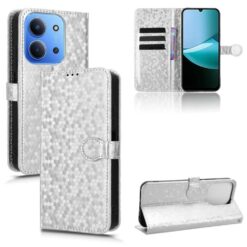 Peňaženkové puzdro Honeycomb Dot Texture Case strieborné – Xiaomi Redmi 15C | Lacné Kryty Lacné Kryty | Peňaženkové puzdro Honeycomb Dot Texture Case strieborné – Xiaomi Redmi 15C | Lacné Kryty