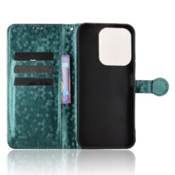 Lacné Kryty | Peňaženkové puzdro Honeycomb Dot Texture Case zelené – Xiaomi Redmi 15C | Lacné Kryty