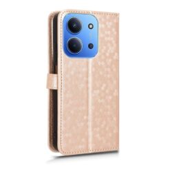 Lacné Kryty | Peňaženkové puzdro Honeycomb Dot Texture Case zlaté – Xiaomi Redmi 15C | Lacné Kryty