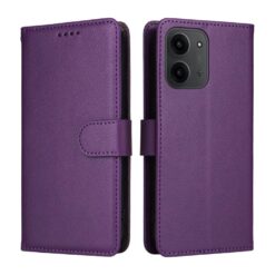Lacné Kryty | Peňaženkové puzdro Litchi fialové – Xiaomi Redmi 15C | Lacné Kryty