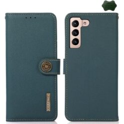 Lacné Kryty | Kožené puzdro Khazneh Business case zelené – Samsung Galaxy S25 FE | Lacné Kryty