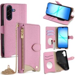 Peňaženkové puzdro Chain Wallet Case ružové – Samsung Galaxy A17 5G | Lacné Kryty Lacné Kryty | Peňaženkové puzdro Chain Wallet Case ružové – Samsung Galaxy A17 5G | Lacné Kryty
