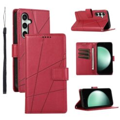 Peňaženkové puzdro Embossing Pattern Line červené – Samsung Galaxy S25 FE | Lacné Kryty Lacné Kryty | Peňaženkové puzdro Embossing Pattern Line červené – Samsung Galaxy S25 FE | Lacné Kryty