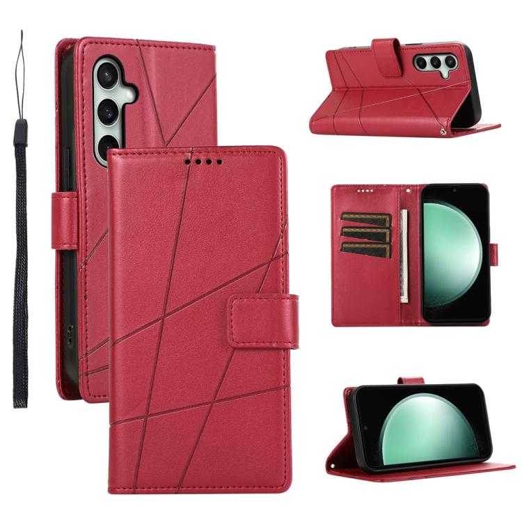 Peňaženkové puzdro Embossing Pattern Line červené – Samsung Galaxy S25 FE | Lacné Kryty Lacné Kryty | Peňaženkové puzdro Embossing Pattern Line červené – Samsung Galaxy S25 FE | Lacné Kryty