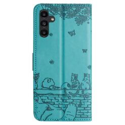 Lacné Kryty | Peňaženkové puzdro Embossing Pattern Mačky modré – Samsung Galaxy S25 FE | Lacné Kryty