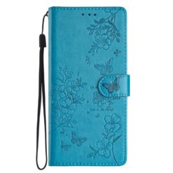 Lacné Kryty | Peňaženkové puzdro Embossing Pattern Motýľ modré – Samsung Galaxy S25 FE | Lacné Kryty