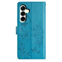 Peňaženkové puzdro Embossing Pattern Motýľ modré – Samsung Galaxy S25 FE | Lacné Kryty Lacné Kryty | Peňaženkové puzdro Embossing Pattern Motýľ modré – Samsung Galaxy S25 FE | Lacné Kryty