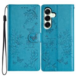Peňaženkové puzdro Embossing Pattern Motýľ modré – Samsung Galaxy S25 FE | Lacné Kryty Lacné Kryty | Peňaženkové puzdro Embossing Pattern Motýľ modré – Samsung Galaxy S25 FE | Lacné Kryty