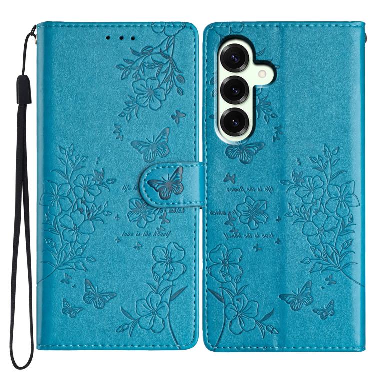 Peňaženkové puzdro Embossing Pattern Motýľ modré – Samsung Galaxy S25 FE | Lacné Kryty Lacné Kryty | Peňaženkové puzdro Embossing Pattern Motýľ modré – Samsung Galaxy S25 FE | Lacné Kryty