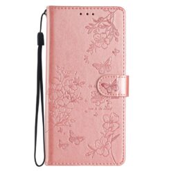 Lacné Kryty | Peňaženkové puzdro Embossing Pattern Motýľ ružové – Samsung Galaxy S25 FE | Lacné Kryty